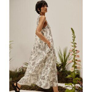 Poetry Womens 14 Sleeveless Floral Kailyn Maxi Dress Linen Cotton V Neck